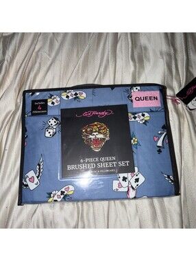 Ed Hardy Blue Six Piece Queen Sheet Set.